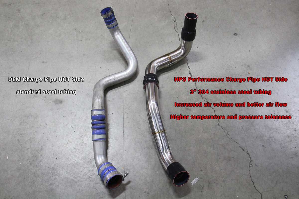 HPS Performance Stainless Steel Intercooler Charge Pipe Kit (Hot Side), Polished, 17-149P