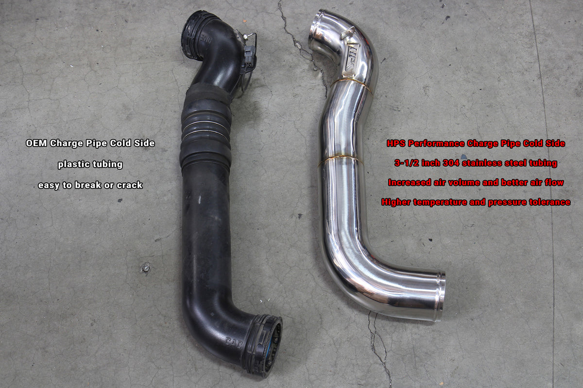 HPS Performance Stainless Steel Intercooler Charge Pipe Kit (Cold and Hot Side), Red, 17-150R