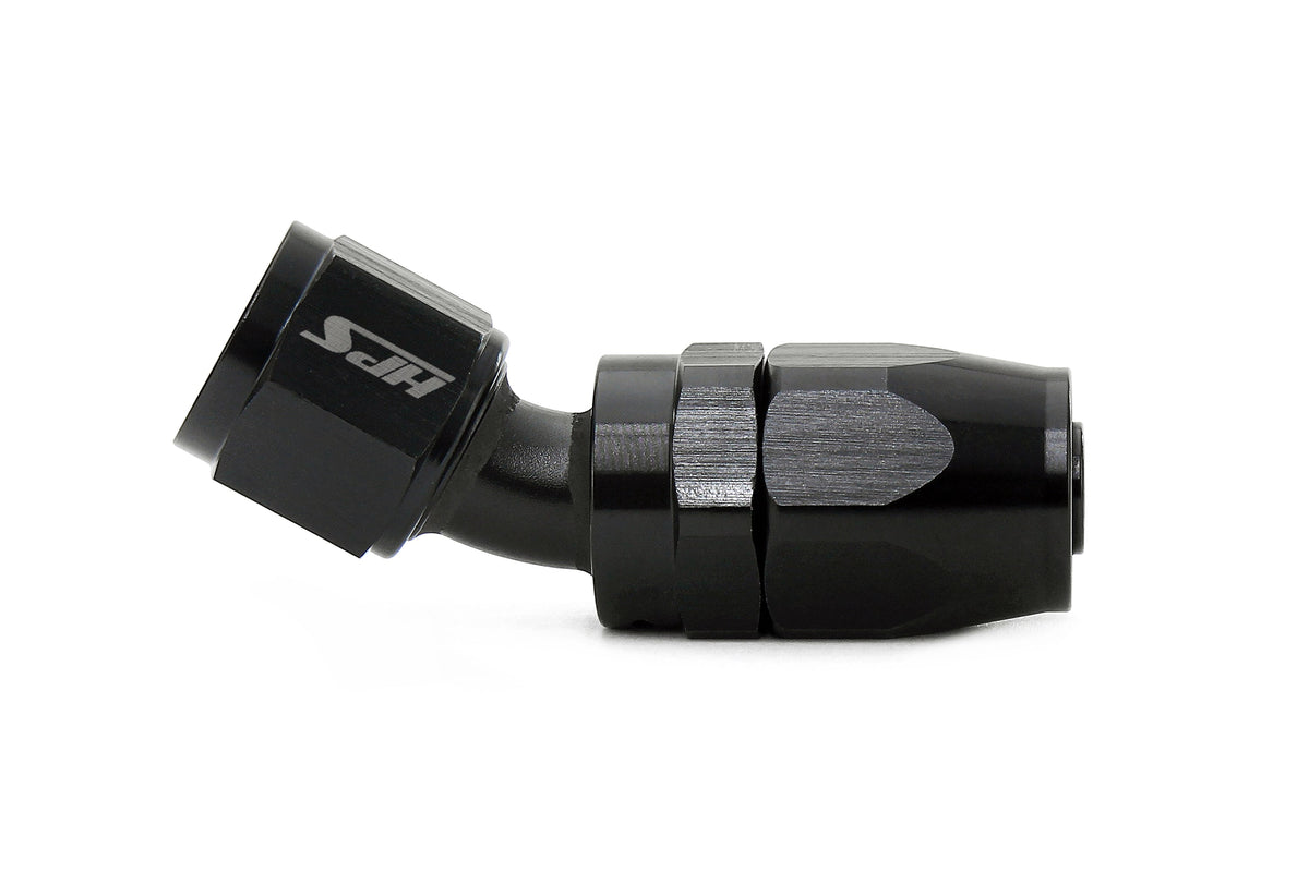 HPS Performance 30 Degree -12 Compression Double Swivel Hose End to AN Female Aluminum Black