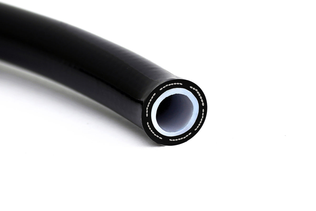 HPS Performance -8 PTFE Stainless Steel Reinforced Braided Hose with Black PVC Sleeve Black
