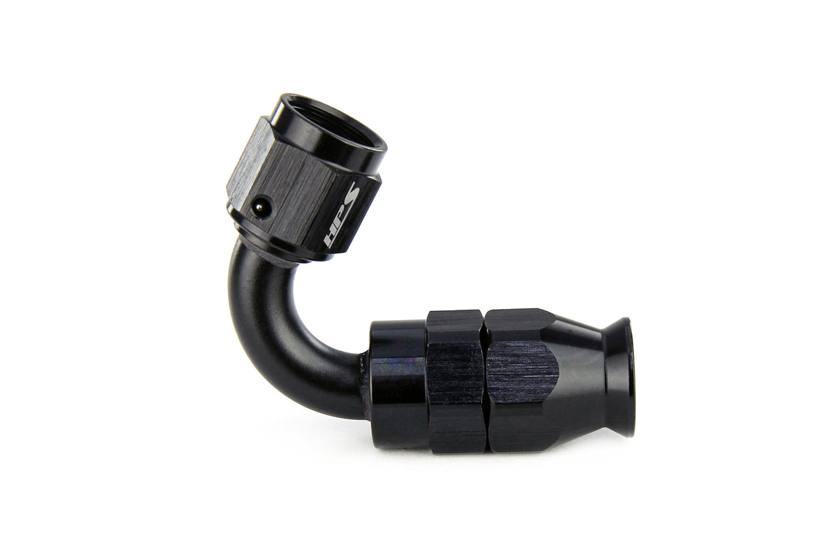 HPS Performance 120 Degree -10 Compression Teflon Hose End to AN Female for Stainless Steel Reinforced PTFE Hose Aluminum Black