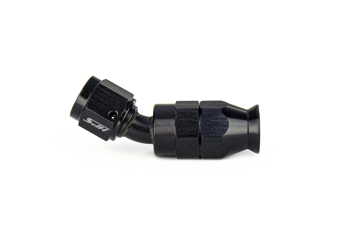 HPS Performance 30 Degree -6 Compression Teflon Hose End to AN Female for Stainless Steel Reinforced PTFE Hose Aluminum Black