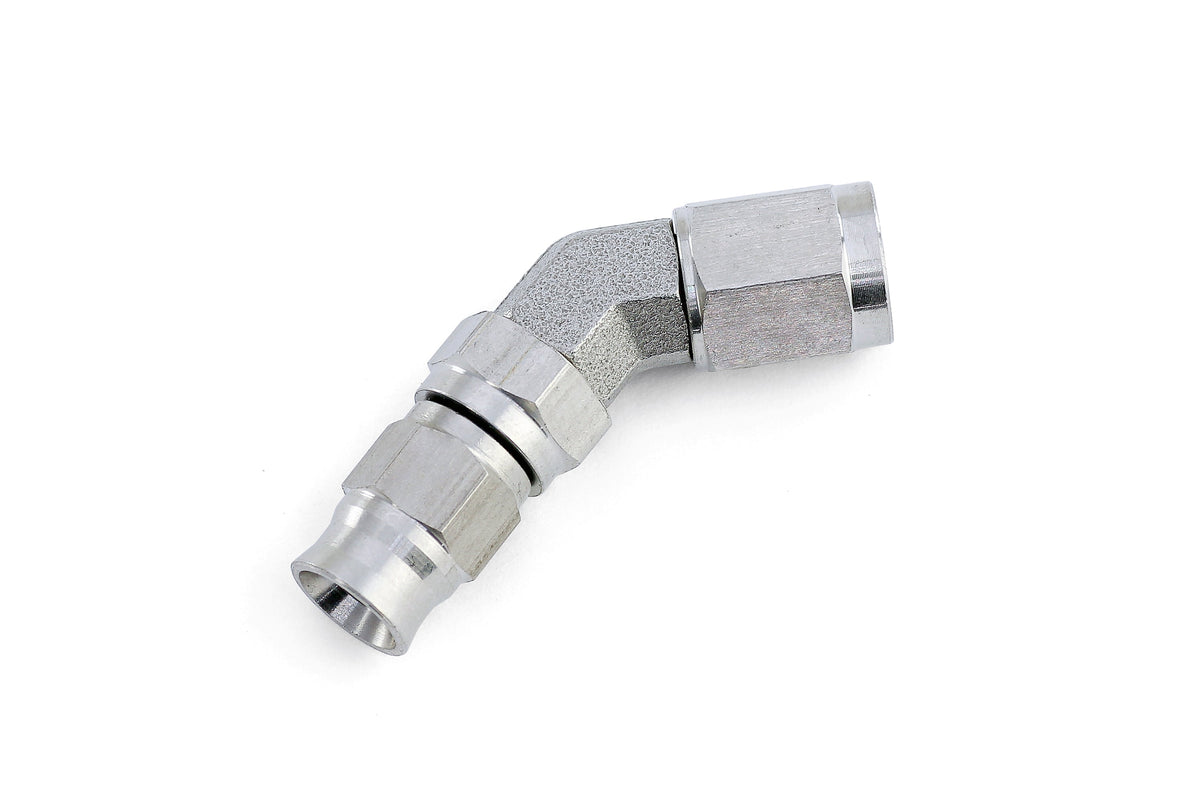 HPS Performance 45 Degree -3 Compression Teflon Hose End to AN Female for PTFE Hose Stainless Steel
