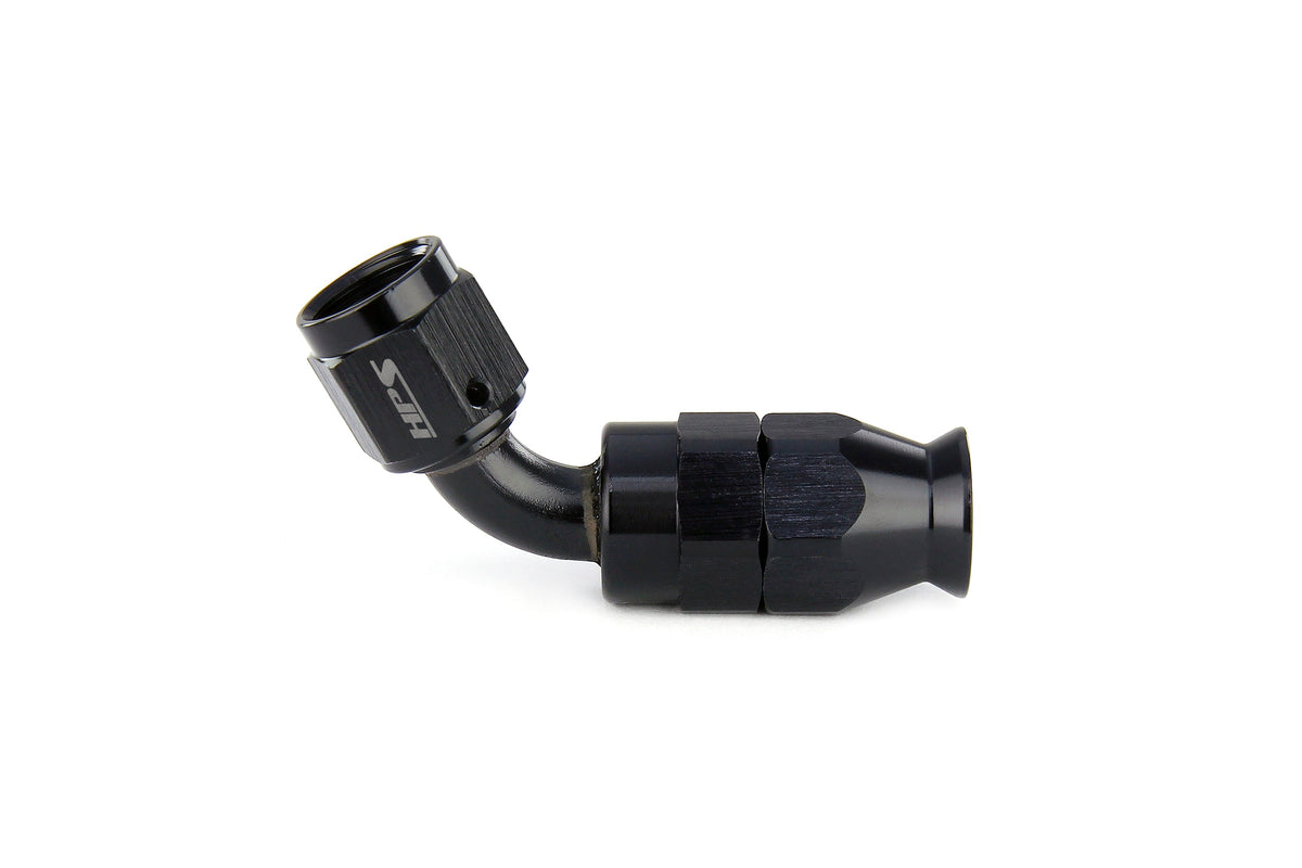 HPS Performance 60 Degree -3 Compression Teflon Hose End to AN Female for Stainless Steel Reinforced PTFE Hose Aluminum Black