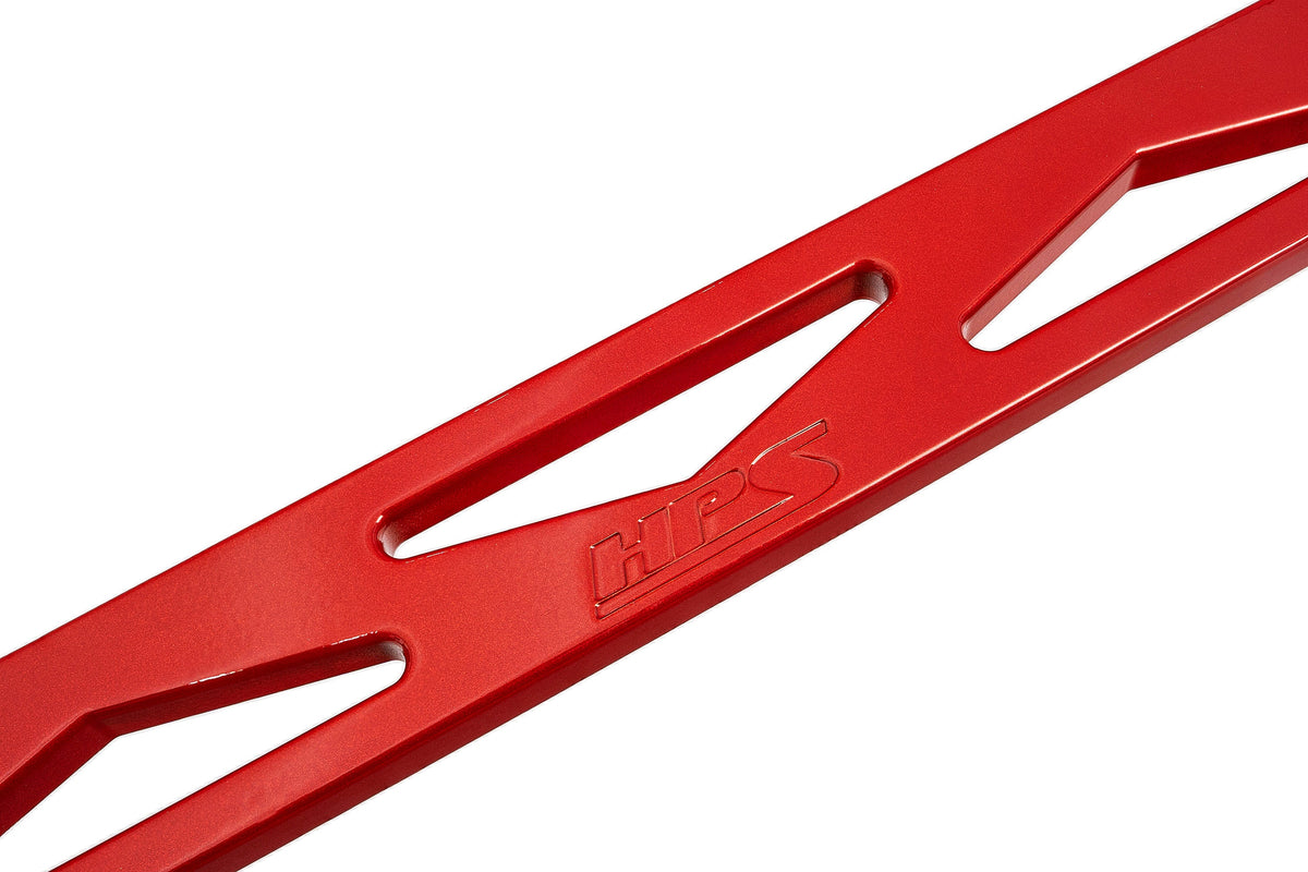HPS Performance Aluminum Front Strut Tower Brace Bar, Red, 42-119R