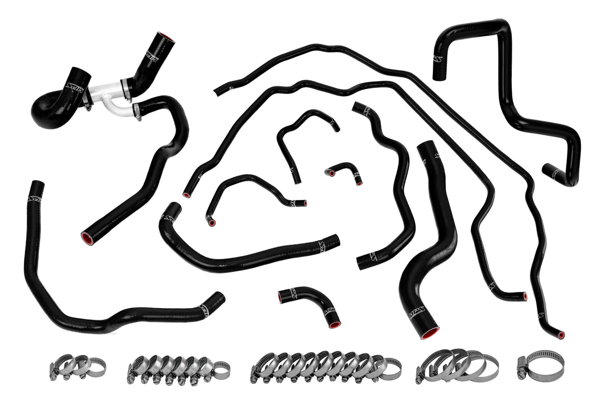 HPS Performance High Temp Reinforced Silicone Radiator and Heater Coolant Hose Kit Black 57-1511-BLK