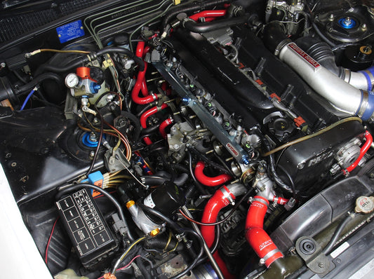 HPS Silicone Radiator and Heater Coolant Hose Kit Nissan 1989-1994 Skyline GTR R32 RB26DETT Twin Turbo, Red, 57-1782-RED