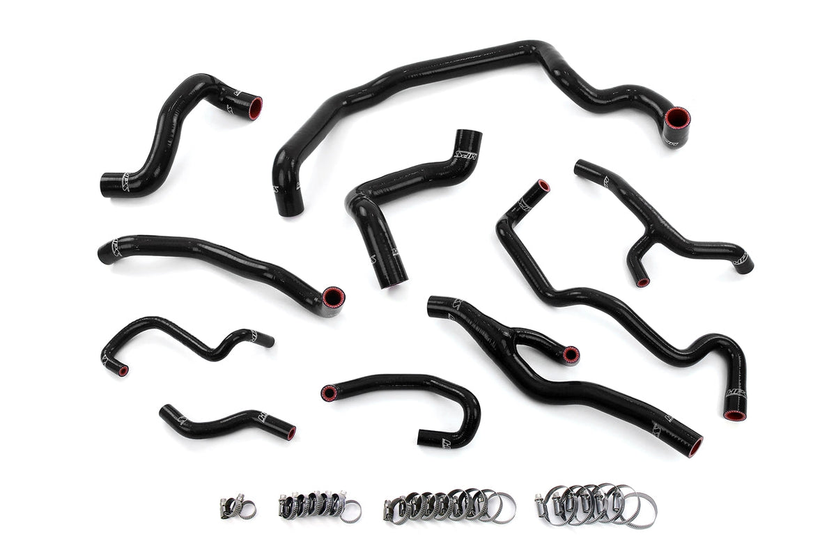 HPS Performance High Temp Reinforced Silicone Radiator Heater Water Pump and Expansion Tank Coolant Hose Kit Black 57-1998-BLK