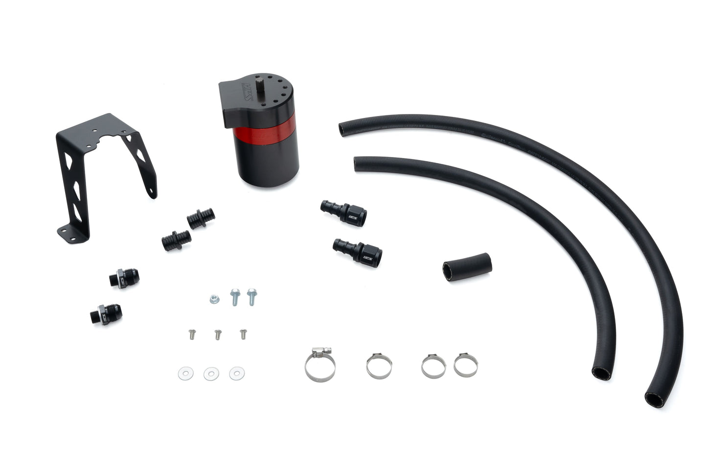 HPS Performance Billet Aluminum Oil Catch Can Kit, Red, 860-024