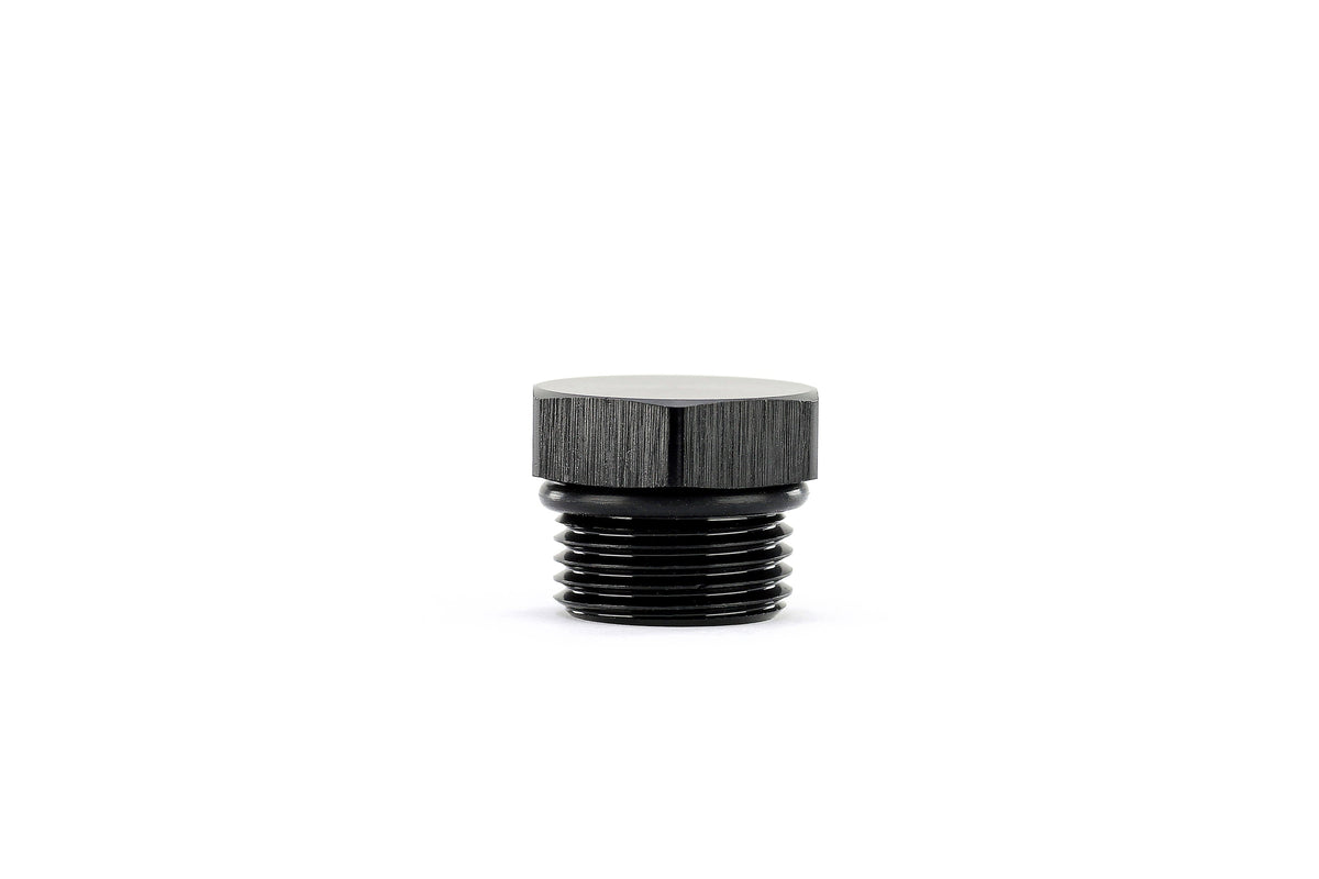 HPS Performance -8 AN Fittings Plug, Port Thread with O-Ring, Aluminum, Black