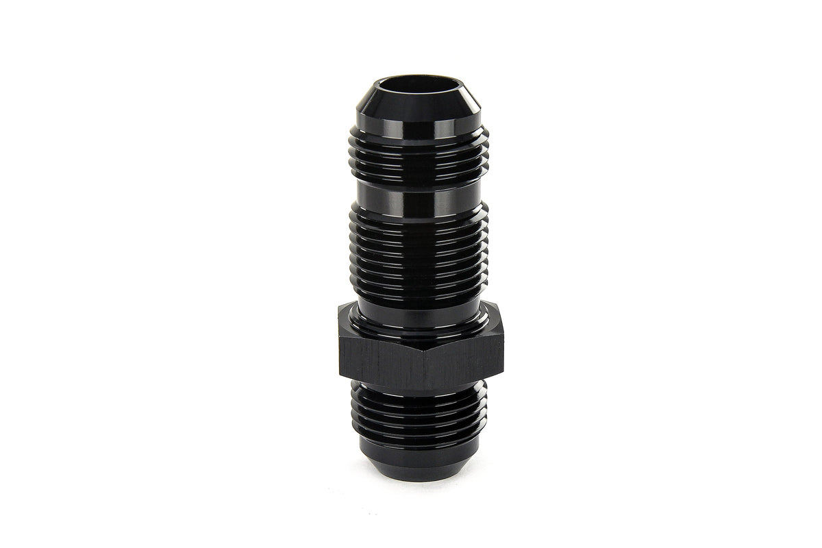 HPS Performance Straight -16 AN Male to Male Bulkhead Adapter, Aluminum, Black