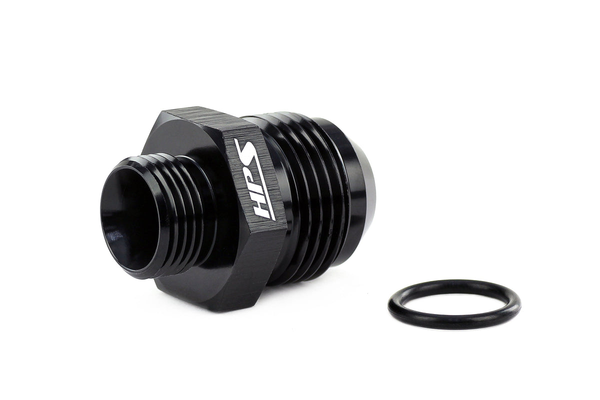 HPS Performance -16 AN Male to -12 O-ring Boss (ORB) Port Thread Male Adapter, Aluminum, Black