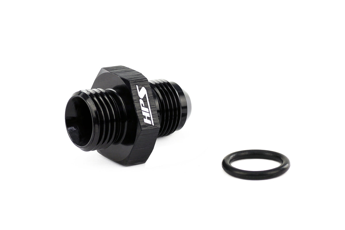 HPS Performance -10 AN Male to -10 O-ring Boss (ORB) Port Thread Male Adapter, Aluminum, Black