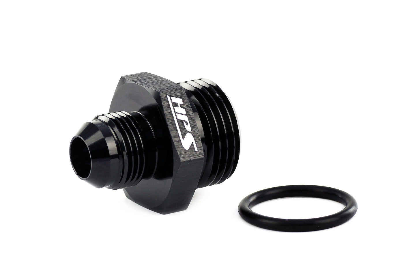 HPS Performance -3 AN Male to -4 O-ring Boss (ORB) Port Thread Male Adapter, Aluminum, Black