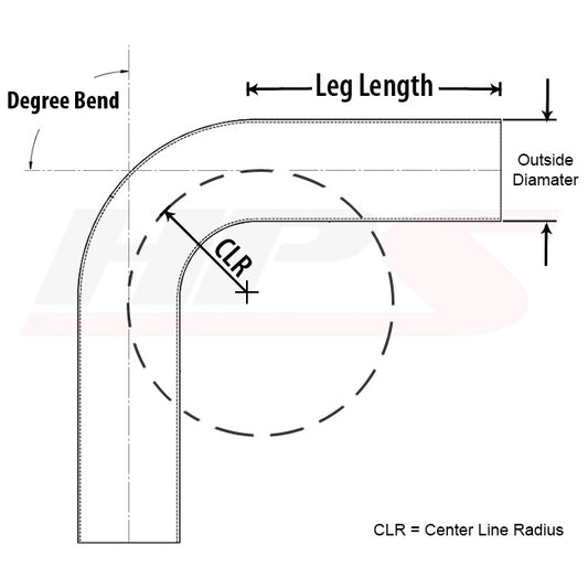 HPS 1" OD 135 Degree Bend 6061 Aluminum Elbow, 16 Gauge w/ 1 1/2" CLR