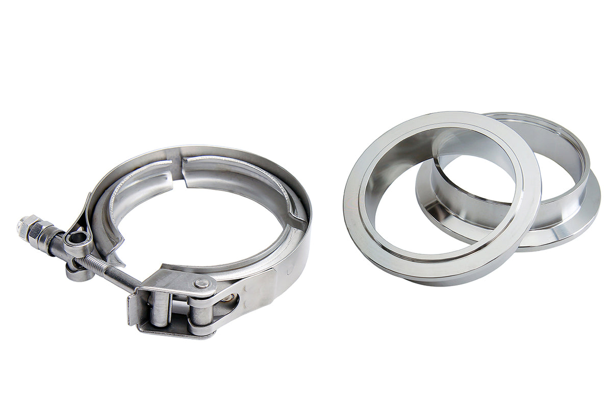 HPS Stainless Steel 4" V Band Clamp Kit, Stainless Steel Flanges, Quick Release