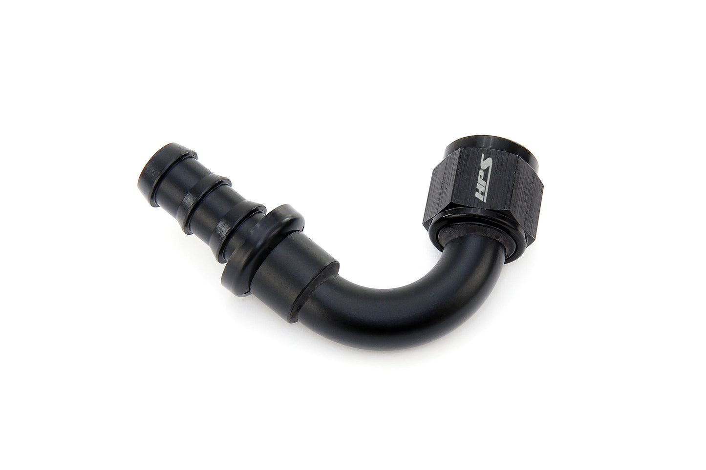 HPS Performance 120 Degree -12 Push-on Hose End to AN Female Aluminum Black