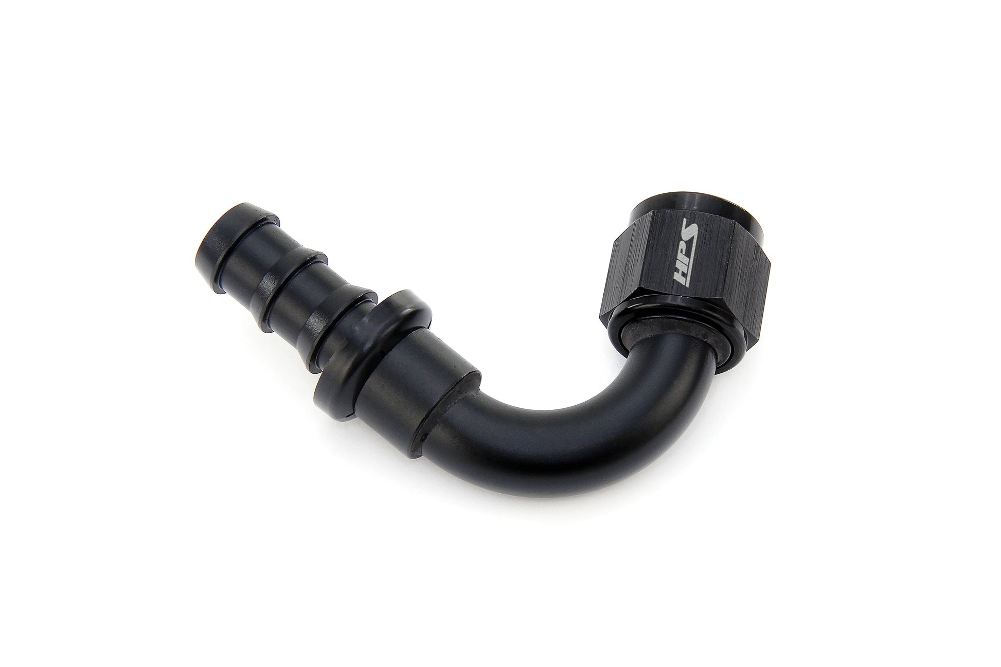 HPS Performance 120 Degree -12 Push-on Hose End to AN Female Aluminum Black