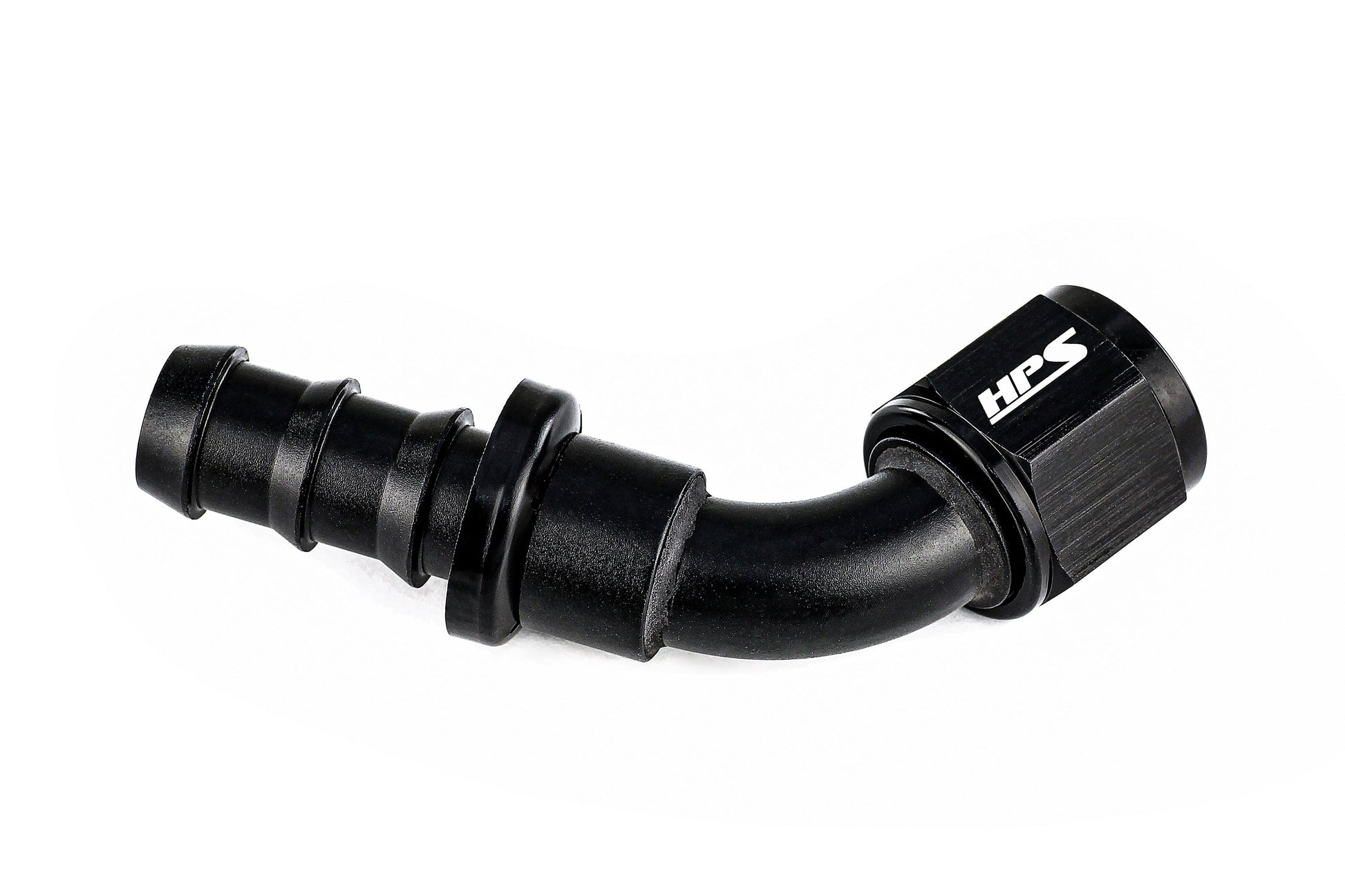 HPS Performance 60 Degree -12 Push-on Hose End to AN Female Aluminum Black