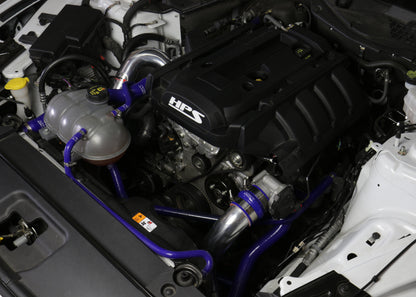 HPS Performance Intercooler Charge Pipe Kit (Cold and Hot Side) with Blue Boots, Black, 17-102WB