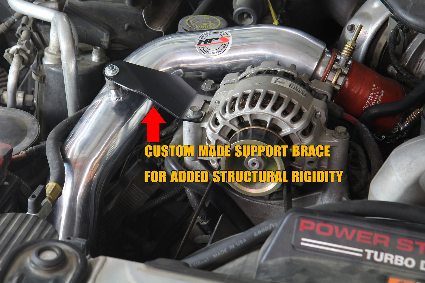 HPS Hot & Cold Side Charge Pipe with Orange CAC Hose Intercooler Boots, Red, 17-105R