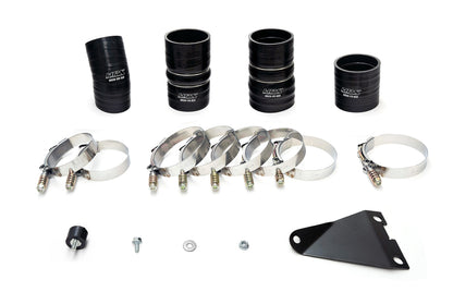 HPS Hot & Cold Side Charge Pipe with Black CAC Hose Intercooler Boots, Black, 17-145WB