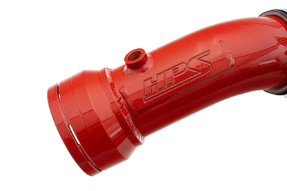 HPS Cold Side Charge Pipe with CAC Hose Intercooler Boot, Red, 17-155R