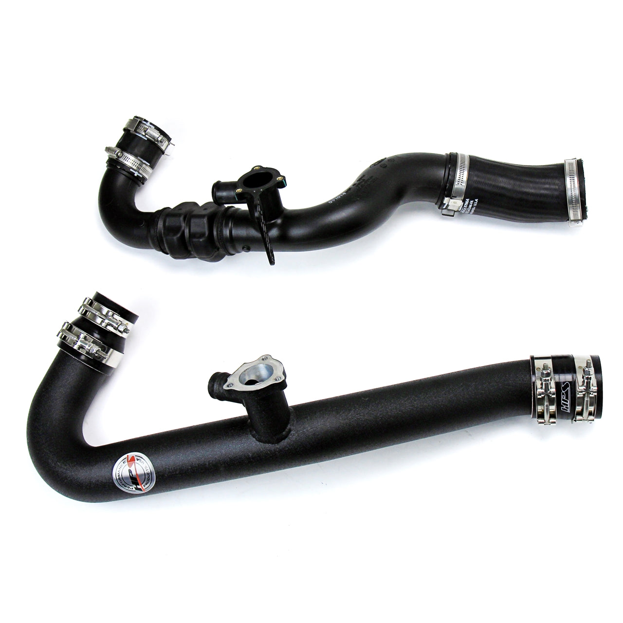 HPS Performance Intercooler Charge Pipe Kit (Cold and Hot Side) with Blue Boots, Black, 17-102WB