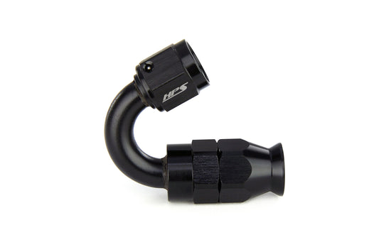 HPS Performance 150 Degree -8 Compression Teflon Hose End to AN Female for Stainless Steel Reinforced PTFE Hose Aluminum Black