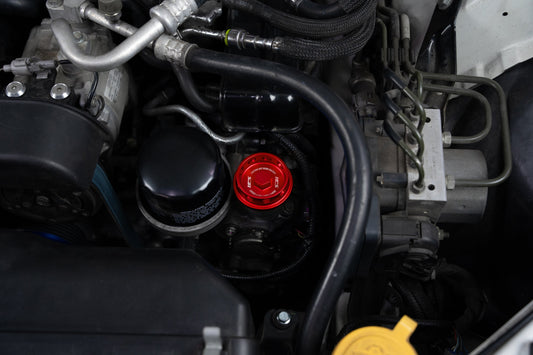 HPS Performance Billet Aluminum Engine Oil Filler Cap, Red, 5269-106R