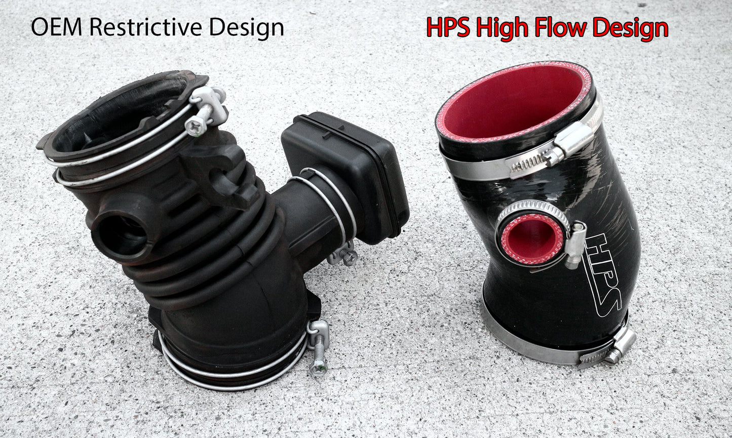 HPS Performance High Temp Reinforced Silicone Air Intake Hose Kit, Red, 57-1880-RED