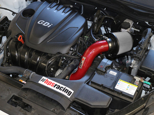 HPS Performance Air Intake Kit with Heat Shield, Red, 827-267R