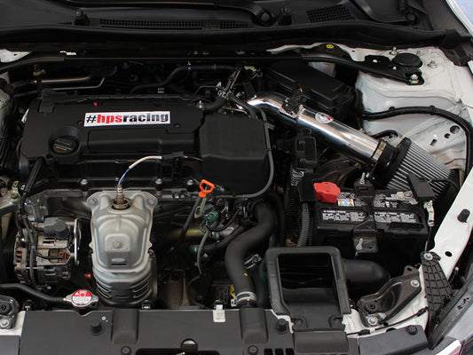 HPS Performance Air Intake Kit with Heat Shield, Polished, 827-555P