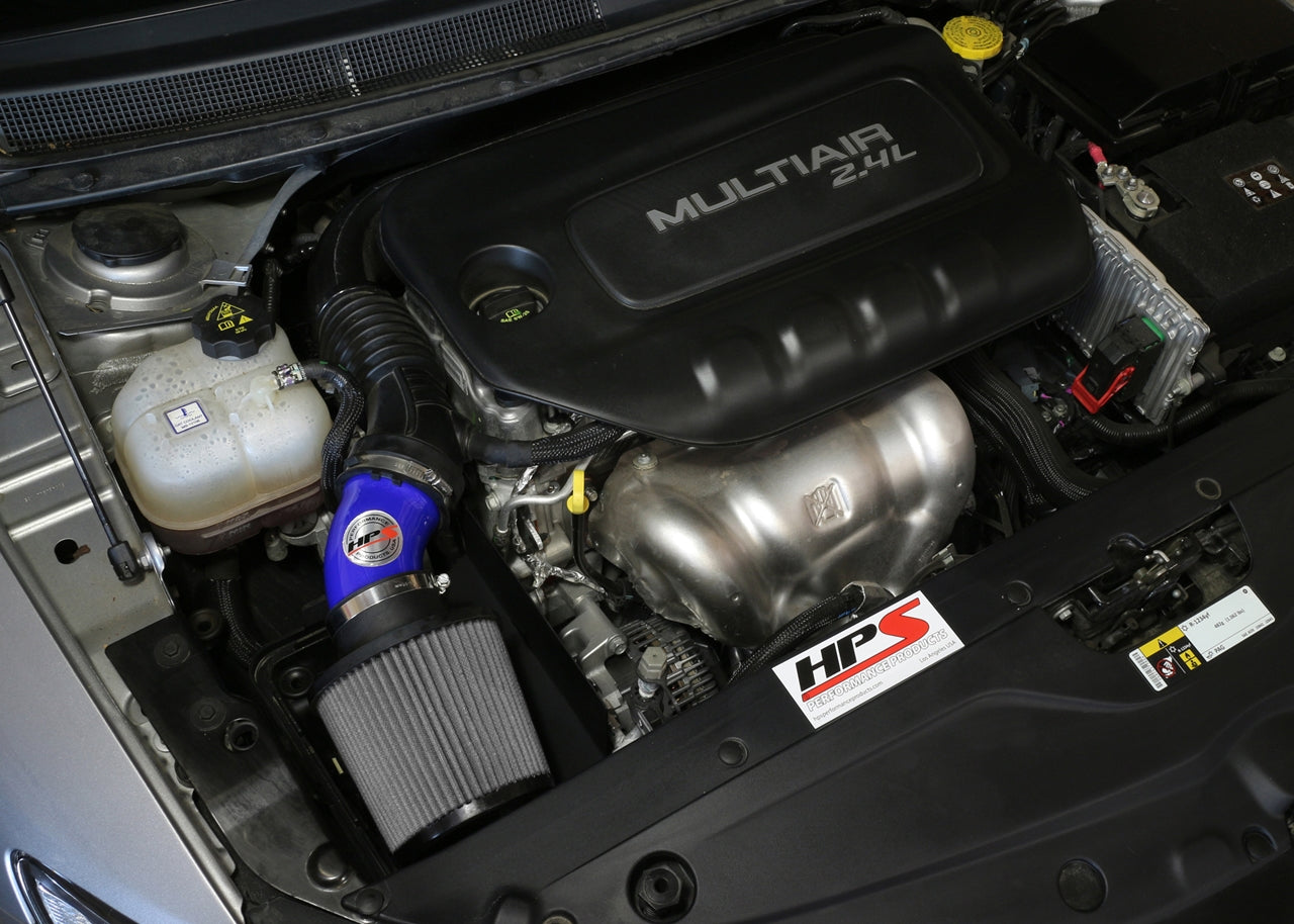 HPS Performance Air Intake Kit with Heat Shield, Blue, 827-574BL