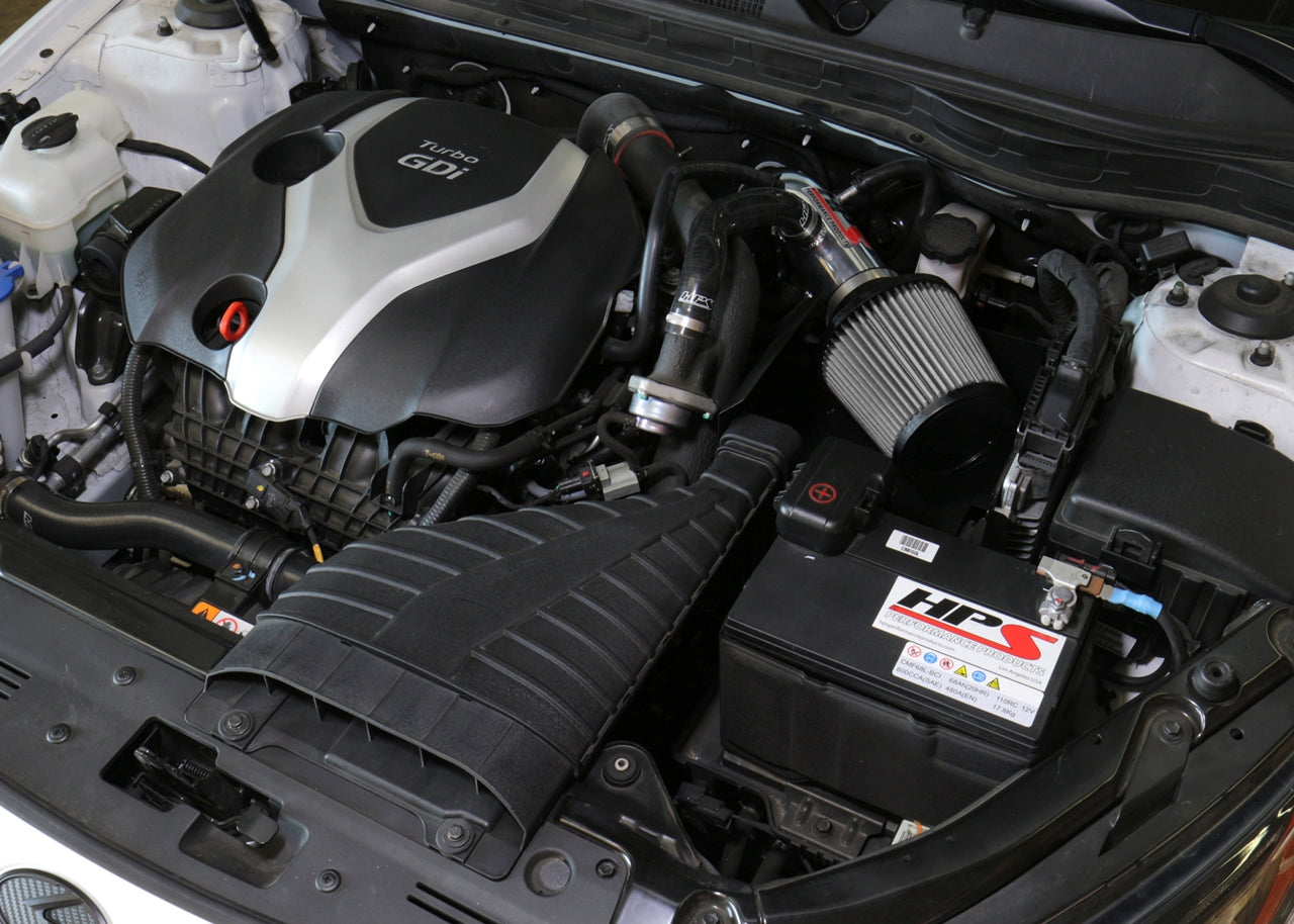 HPS Performance Air Intake Kit with Heat Shield, Polished, 827-587P