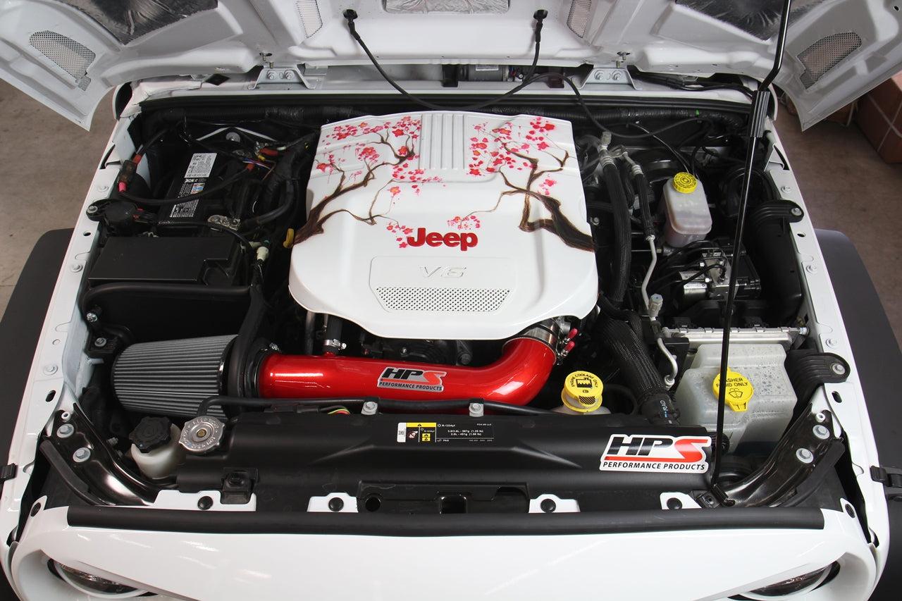 HPS Performance Air Intake Kit with Heat Shield, Red, 827-664R