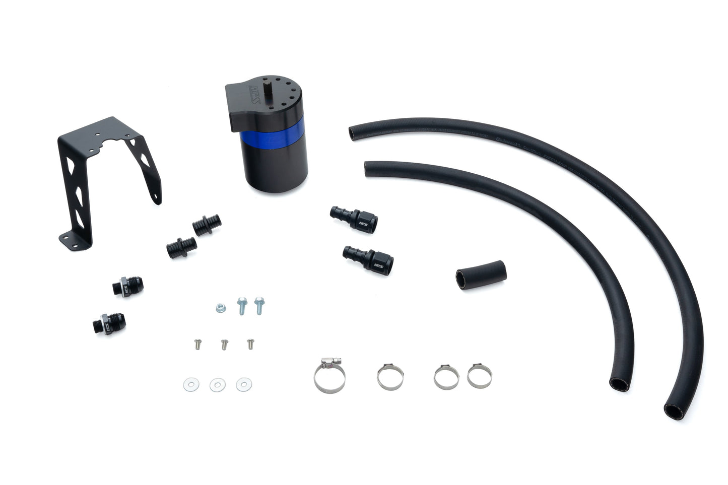 HPS Performance Billet Aluminum Oil Catch Can Kit, Blue, 860-024