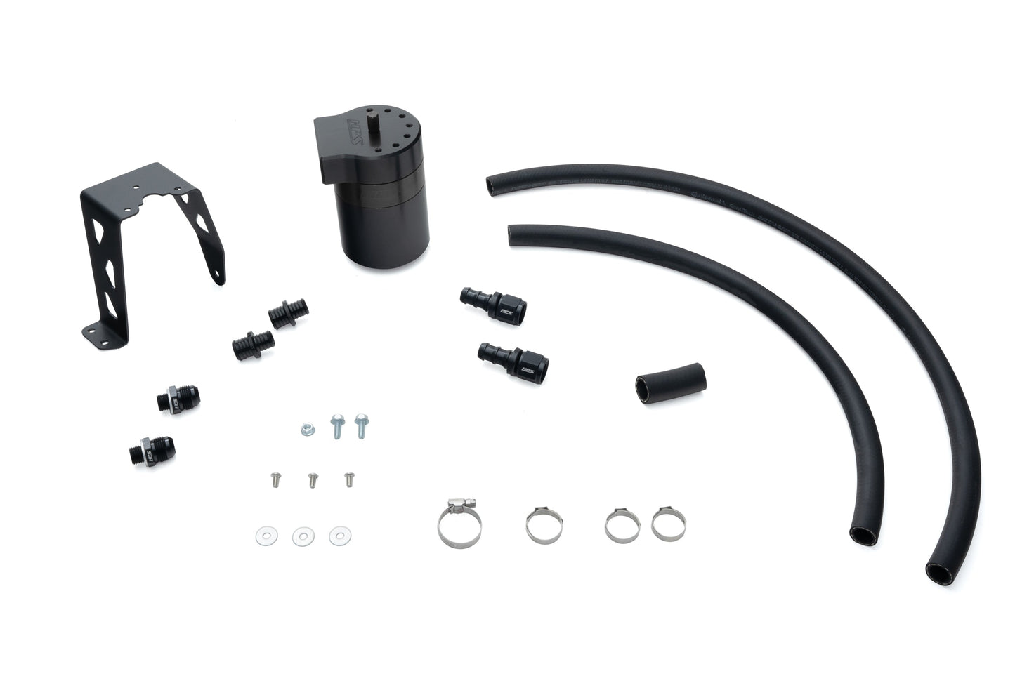 HPS Performance Billet Aluminum Oil Catch Can Kit, Black, 860-024