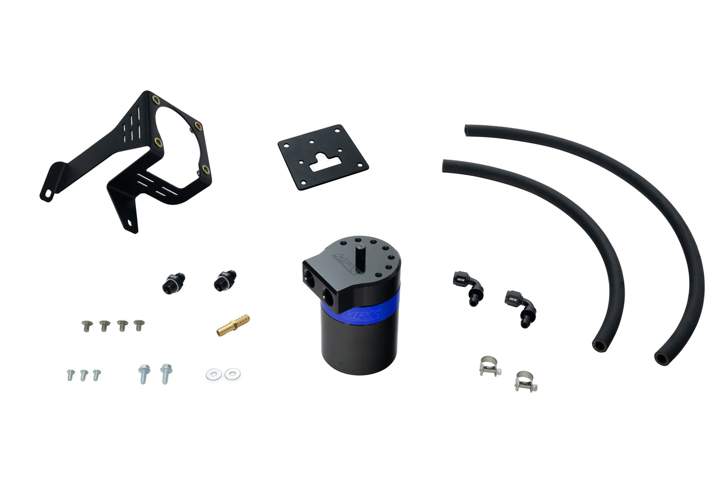 HPS Performance Billet Aluminum Oil Catch Can Kit, Blue, 860-027