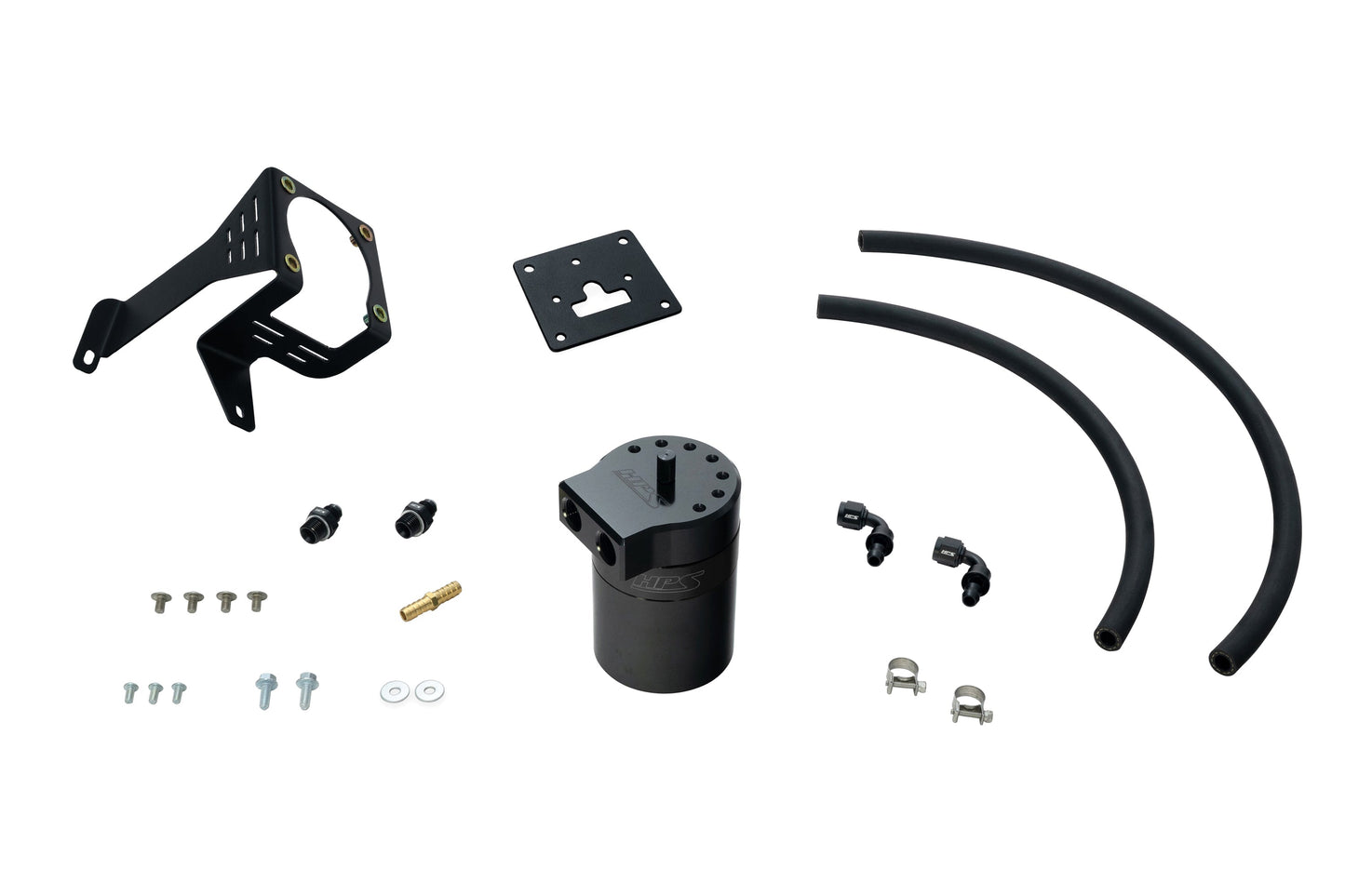 HPS Performance Billet Aluminum Oil Catch Can Kit, Black, 860-027