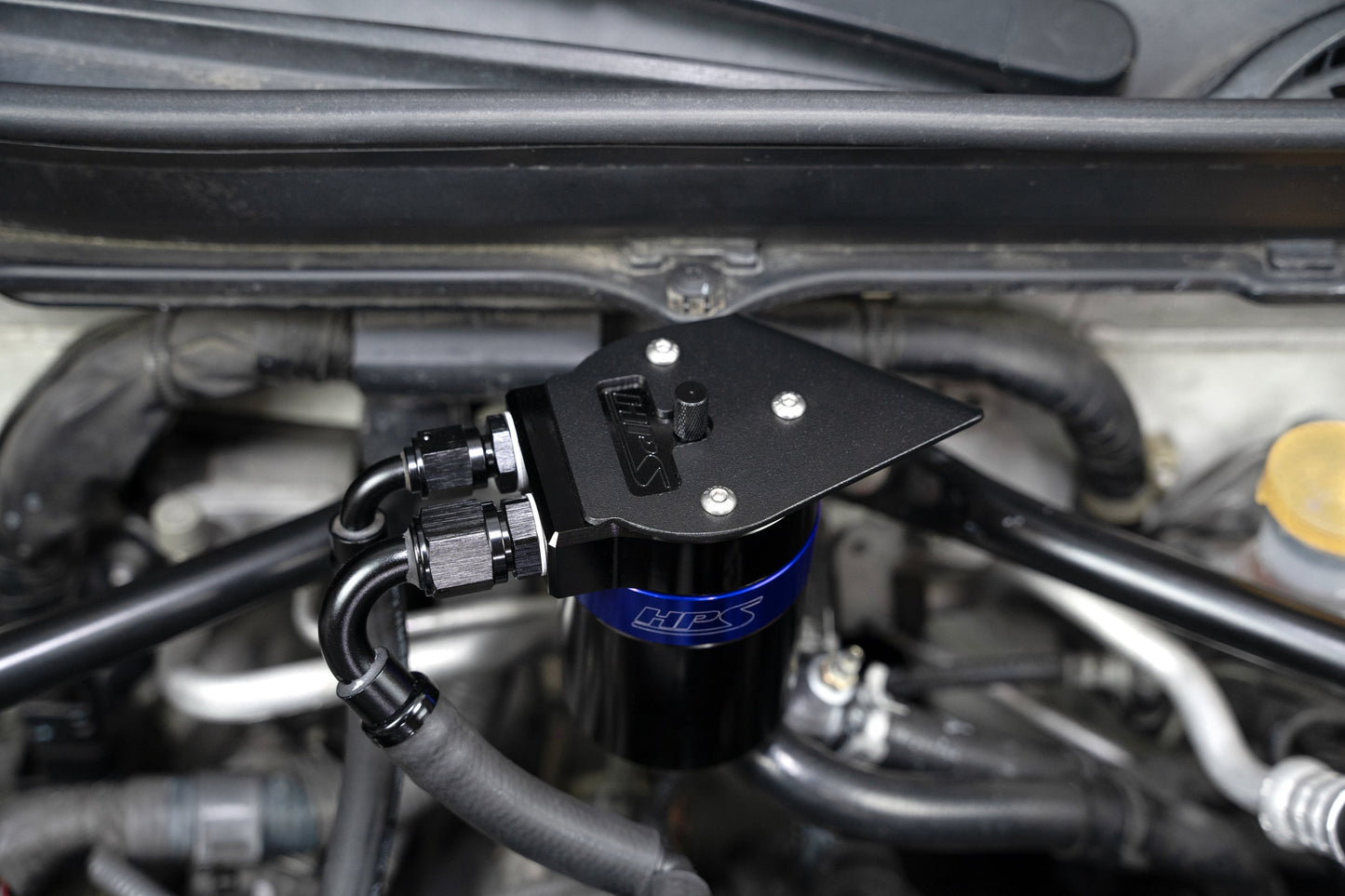HPS Performance Billet Aluminum Oil Catch Can Kit, Blue, 860-030BL