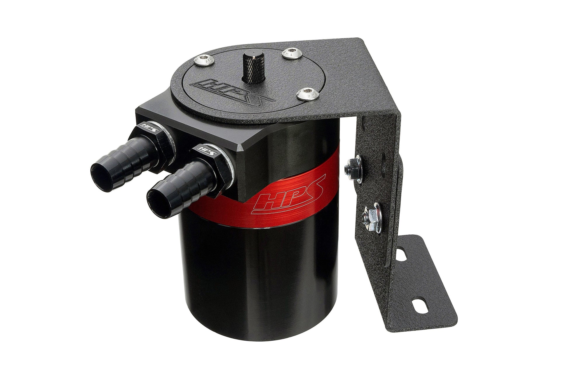 HPS Performance Aluminum Oil Catch Can Kit with 3/8 inch Barb Adapters and Rubber Hoses 861-501