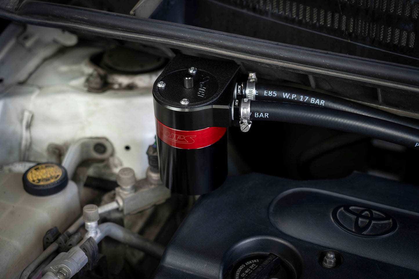 HPS Performance Aluminum Oil Catch Can Kit with 1/2" Barb Adapters and Rubber Hoses, 861-502