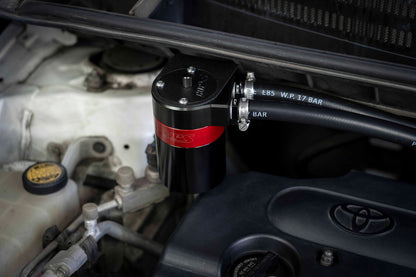 HPS Performance Aluminum Oil Catch Can Kit with 1/2" Barb Adapters and Rubber Hoses, 861-502