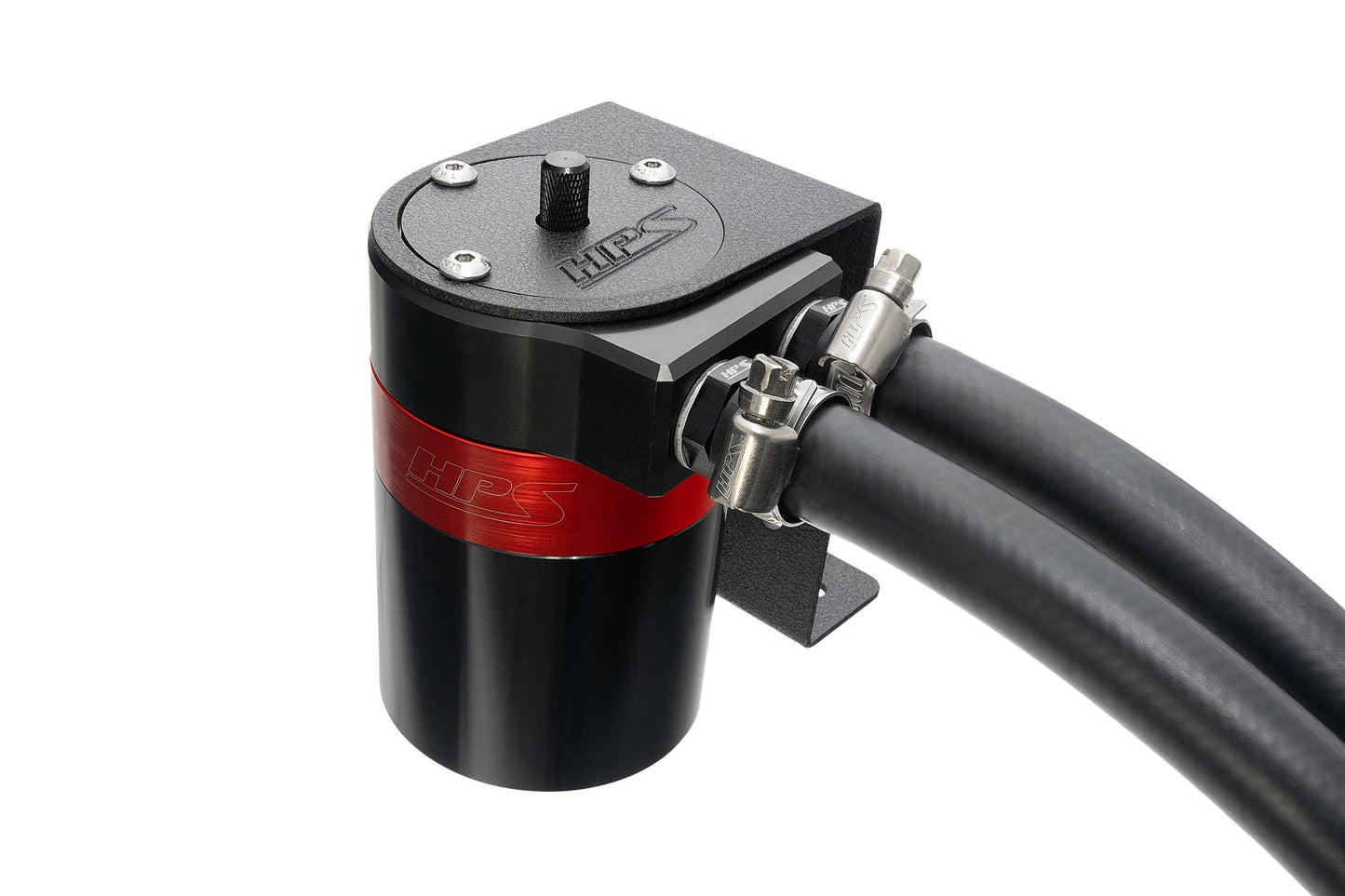 HPS Performance Aluminum Oil Catch Can Kit with 1/2" Barb Adapters and Rubber Hoses, 861-502