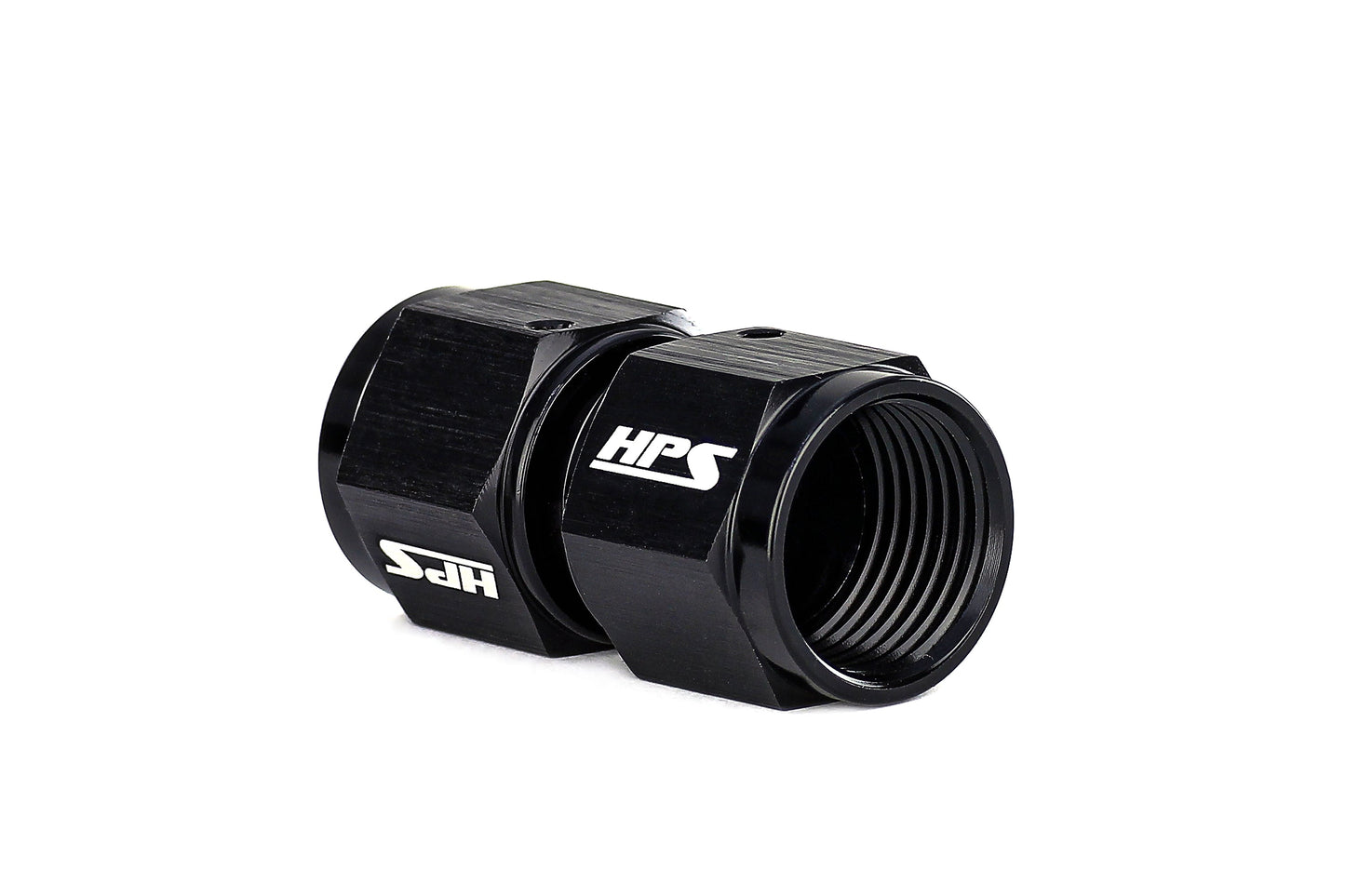 HPS Performance Straight -6 AN Female to Female Swivel Coupling Adapter, Aluminum, Black