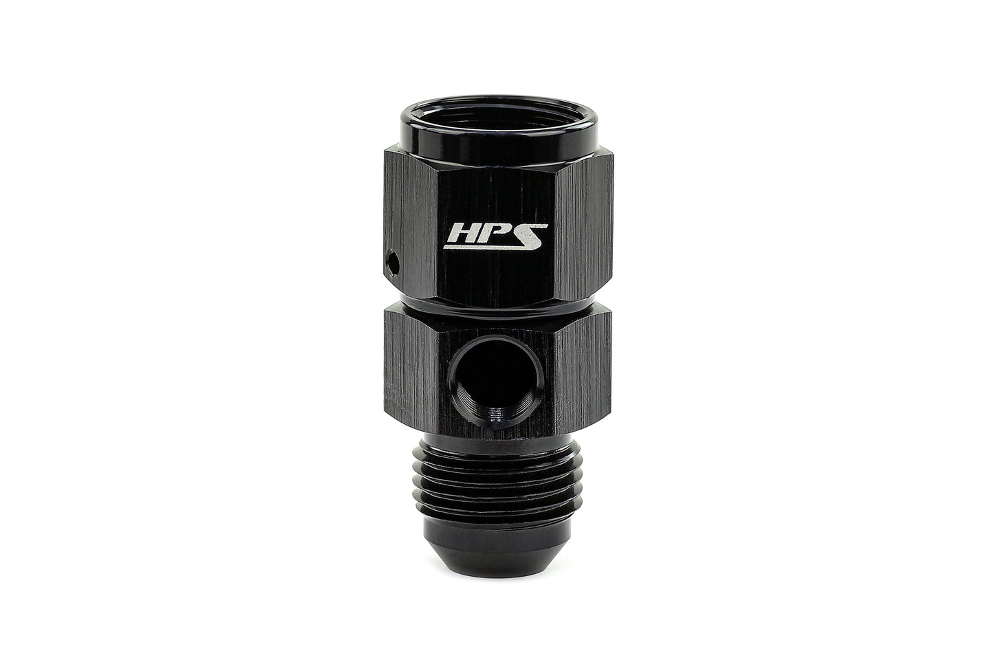 HPS Performance -6 AN Male to Female Fuel Pressure Gauge Adapter with 1/8 inch NPT Female Port Aluminum Black