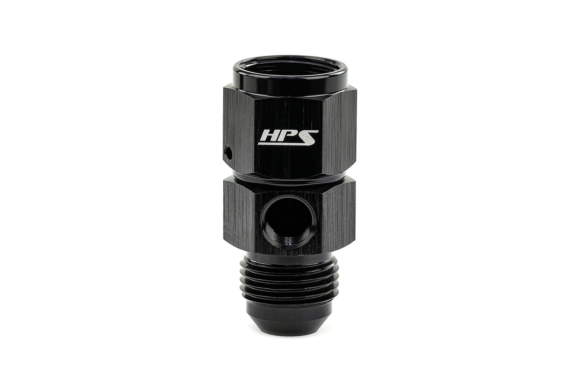 HPS Performance -6 AN Male to Female Fuel Pressure Gauge Adapter with 1/8 inch NPT Female Port Aluminum Black