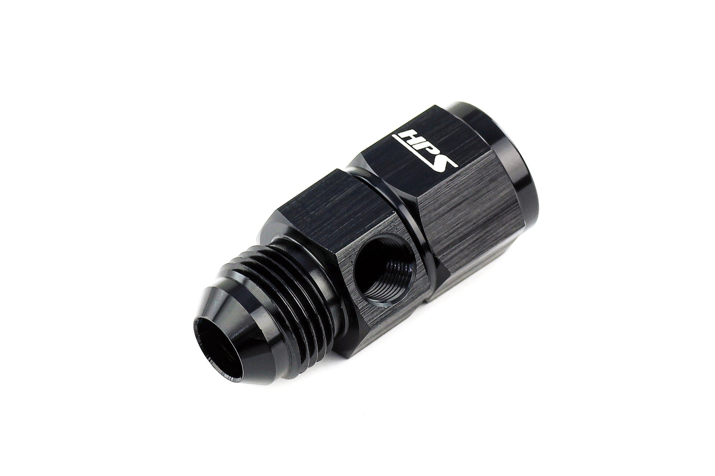 HPS Performance -6 AN Male to Female Fuel Pressure Gauge Adapter with 1/8" NPT Female Port, Aluminum, Black
