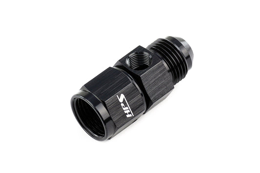 HPS Performance -6 AN Male to Female Fuel Pressure Gauge Adapter with 1/8" NPT Female Port, Aluminum, Black